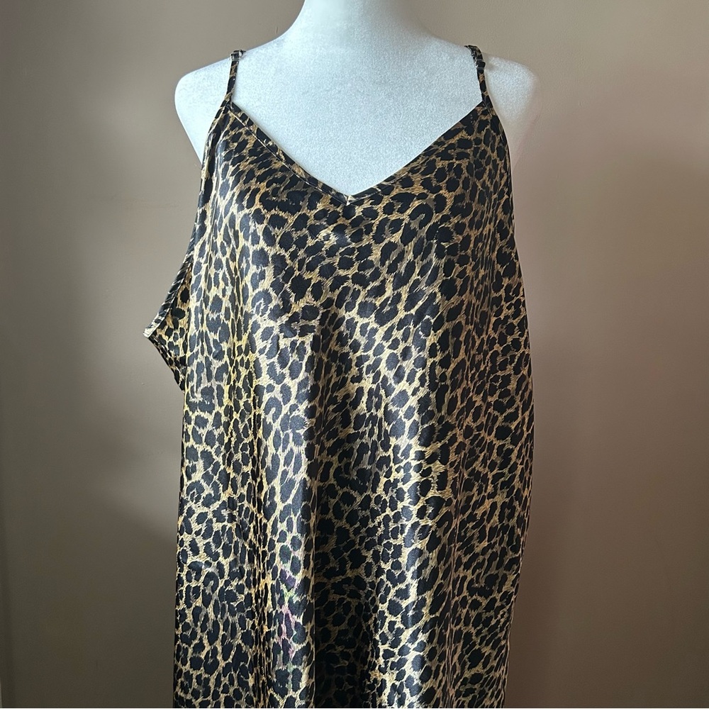 Intimates Lane Bryant Leopard Print Satin Chemise Slip Dress